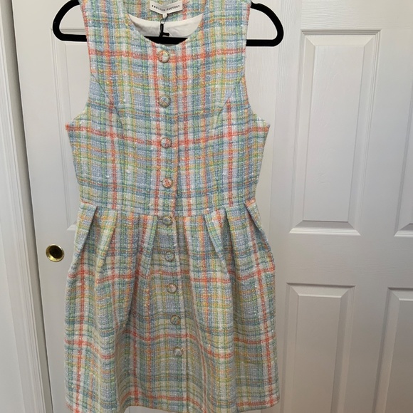 English Factory Plaid Boucle Tweed Mini Dress - Picture 2 of 4